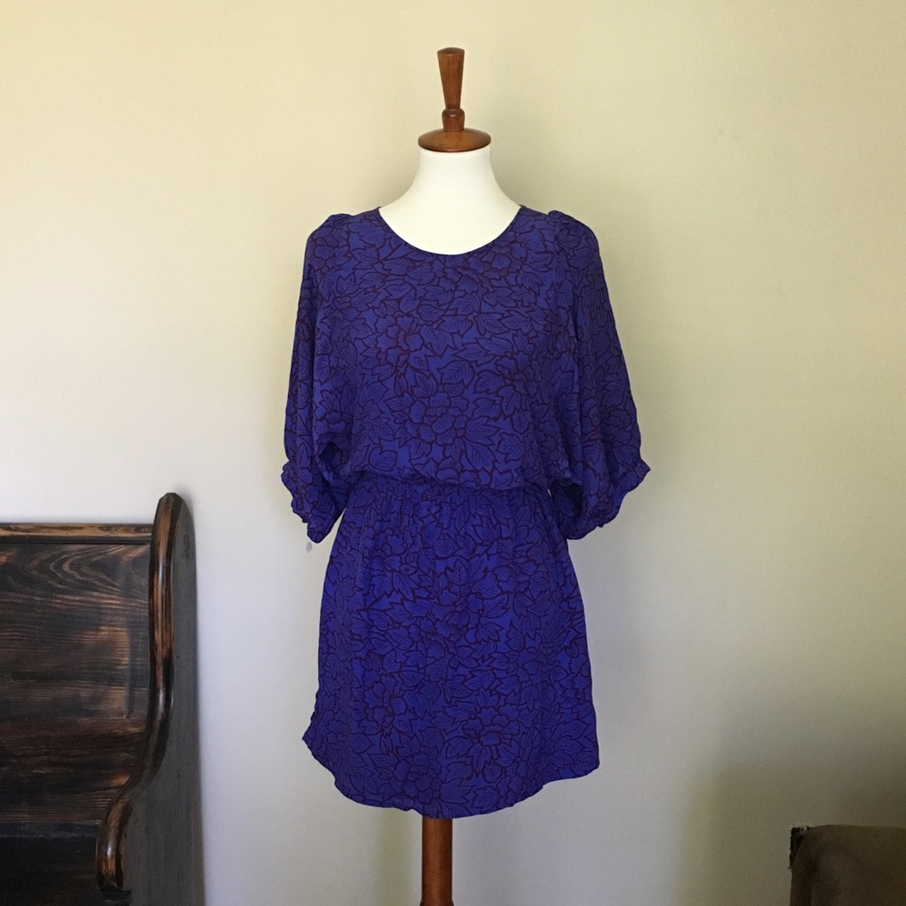 🎉 Rippa Silk Wide Sleeve Leaf Print Dress
